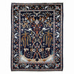 Keschan Teppich ca. 150 × 100 cm – dunkelblau/creme & floral