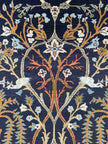 Keschan Teppich ca. 150 × 100 cm – dunkelblau/creme & floral