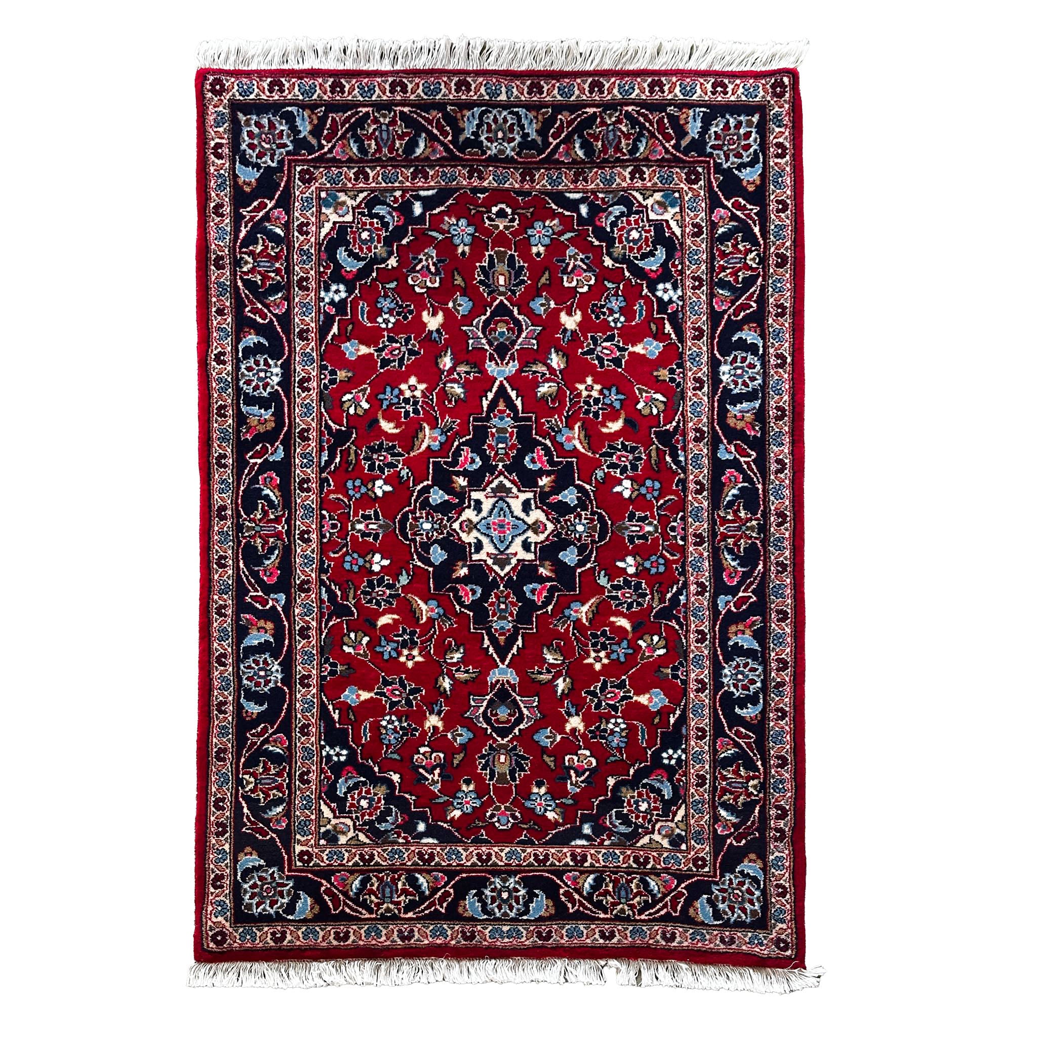 Keschan Teppich ca. 150 × 100 cm – rot/dunkelblau & klassisch