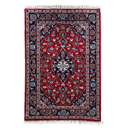 Keschan Teppich ca. 150 × 100 cm – rot/dunkelblau & klassisch