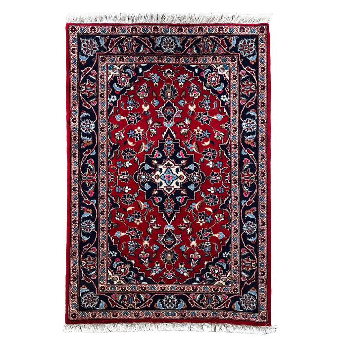 Keschan Teppich ca. 150 × 100 cm – rot/dunkelblau & klassisch