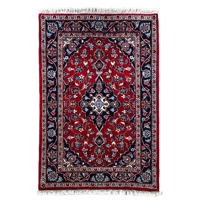 Keschan Teppich ca. 150 × 100 cm – rot/dunkelblau & klassisch
