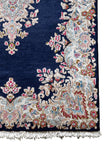 Kirman Teppich ca. 150 × 100 cm – dunkelblau/creme & elegant