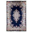 Kirman Teppich ca. 150 × 100 cm – dunkelblau/creme & elegant