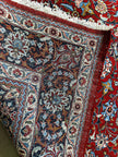 Malayer Teppich ca. 300 × 200 cm – rot/blau & ausdrucksstark