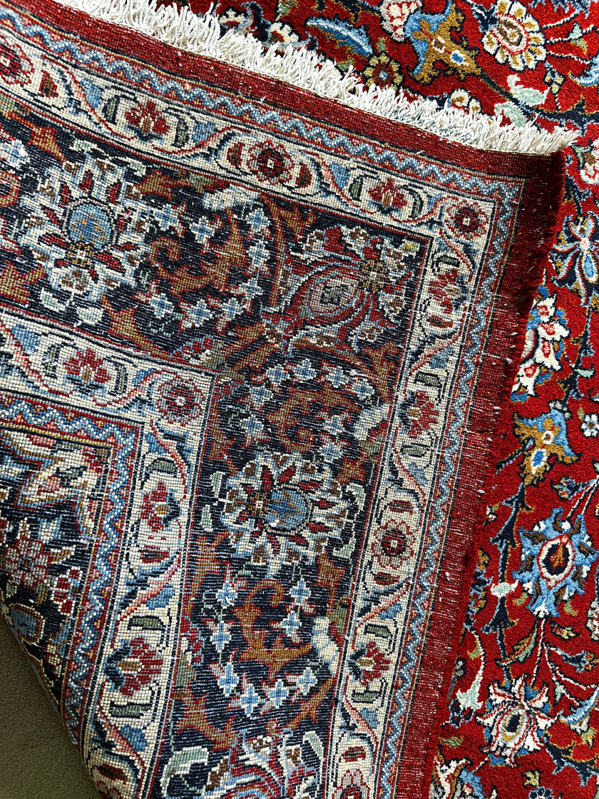 Malayer Teppich ca. 300 × 200 cm – rot/blau & ausdrucksstark
