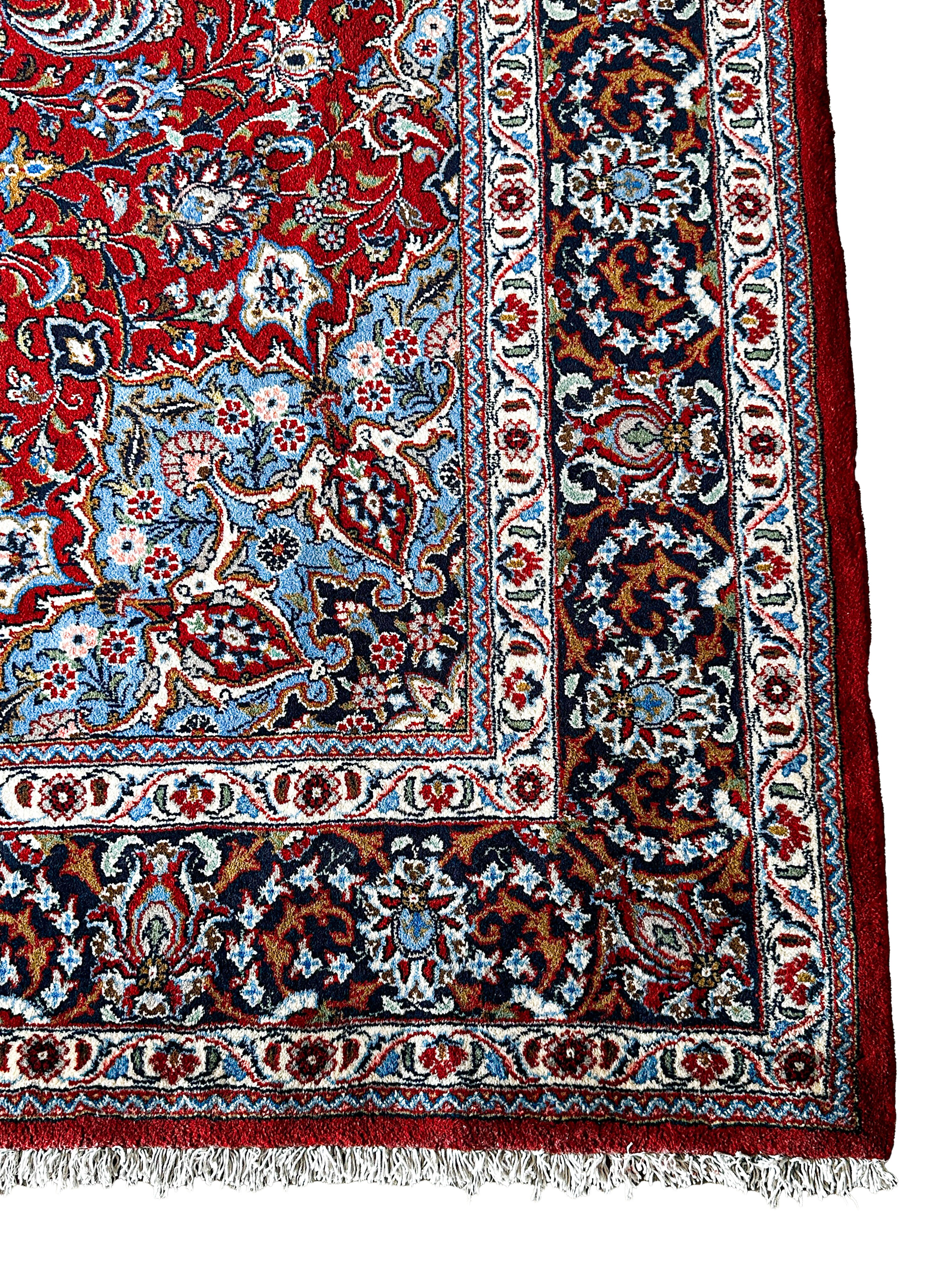 Malayer Teppich ca. 300 × 200 cm – rot/blau & ausdrucksstark