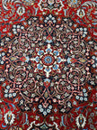 Malayer Teppich ca. 300 × 200 cm – rot/blau & ausdrucksstark
