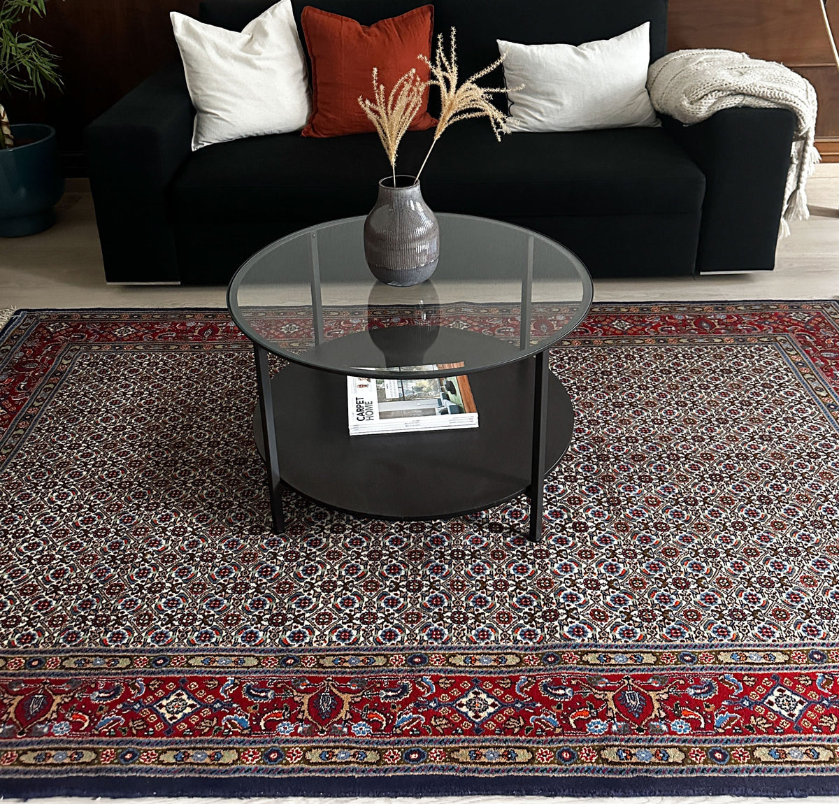 Moud Teppich ca. 250 × 152 cm – creme, rot & dunkelblau