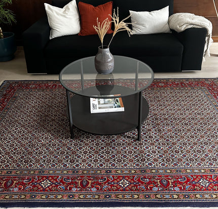 Moud Teppich ca. 250 × 152 cm – creme, rot & dunkelblau