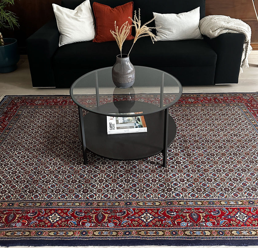 Moud Teppich ca. 250 × 152 cm – creme, rot & dunkelblau