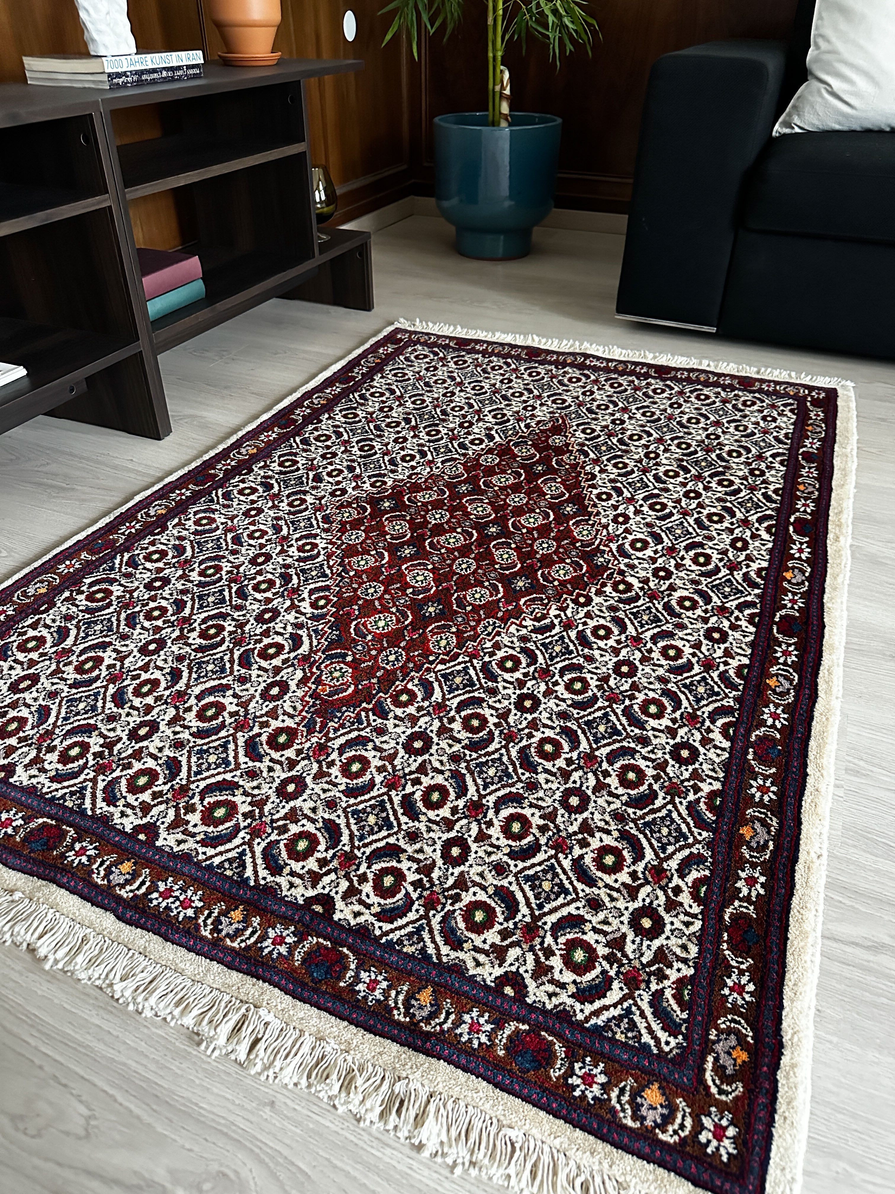 Moud Teppich ca. 150 × 100 cm – creme/rot & klassisch