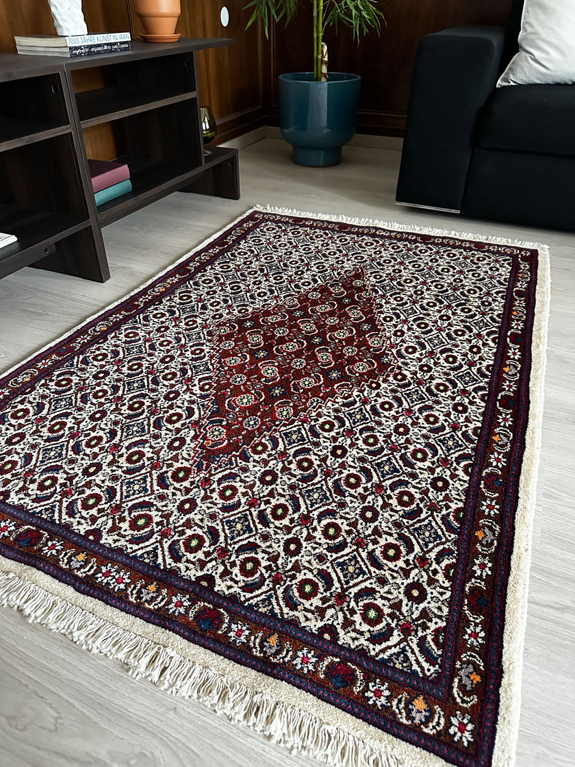 Moud Teppich ca. 150 × 100 cm – creme/rot & klassisch