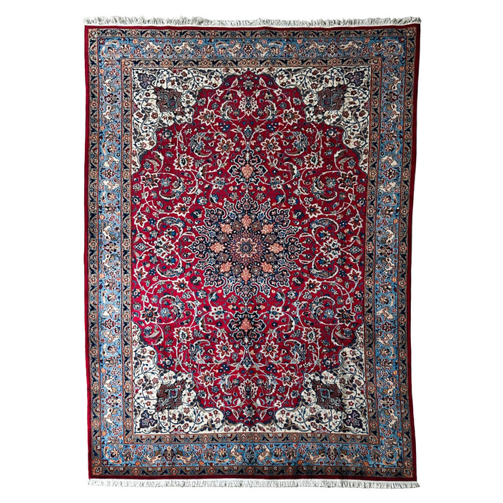 Moud Teppich ca. 300 × 200 cm – rot/hellblau & elegant