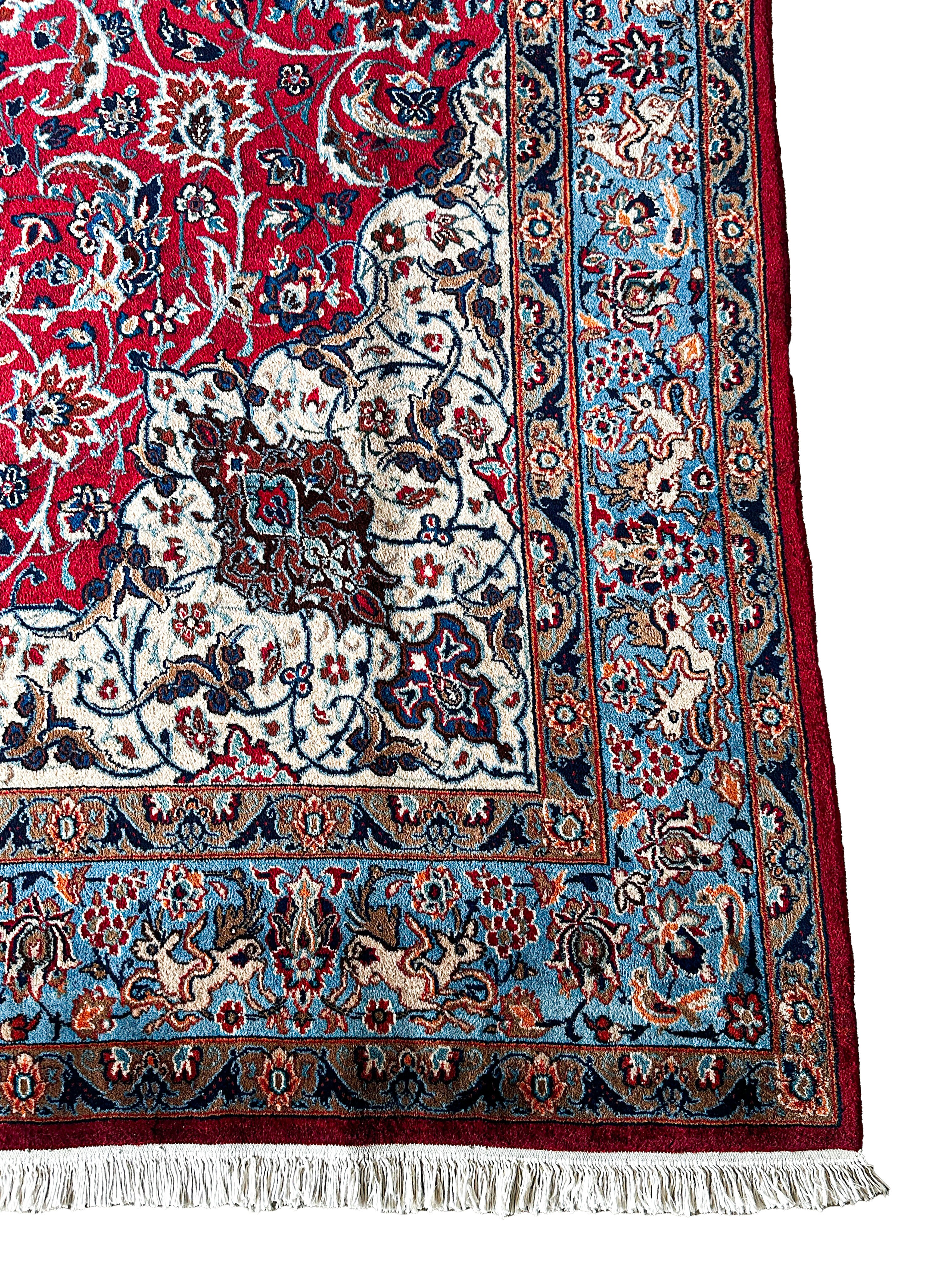 Moud Teppich ca. 300 × 200 cm – rot/hellblau & elegant