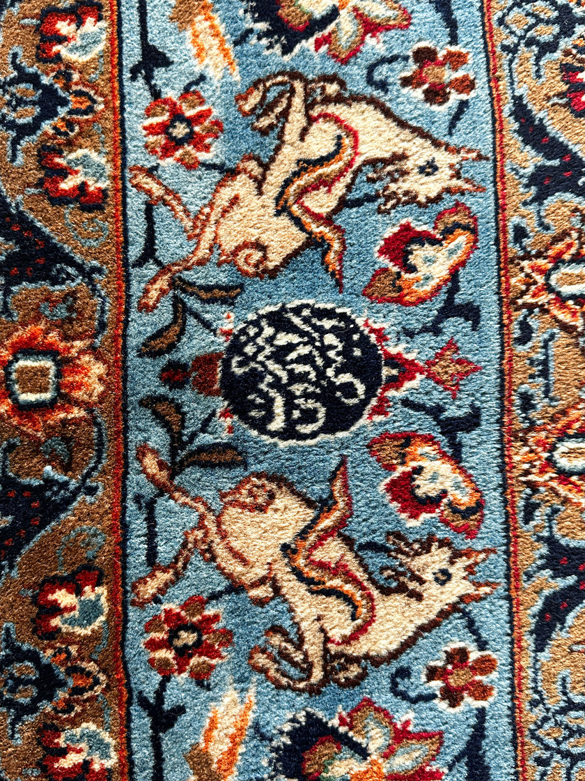 Moud Teppich ca. 300 × 200 cm – rot/hellblau & elegant