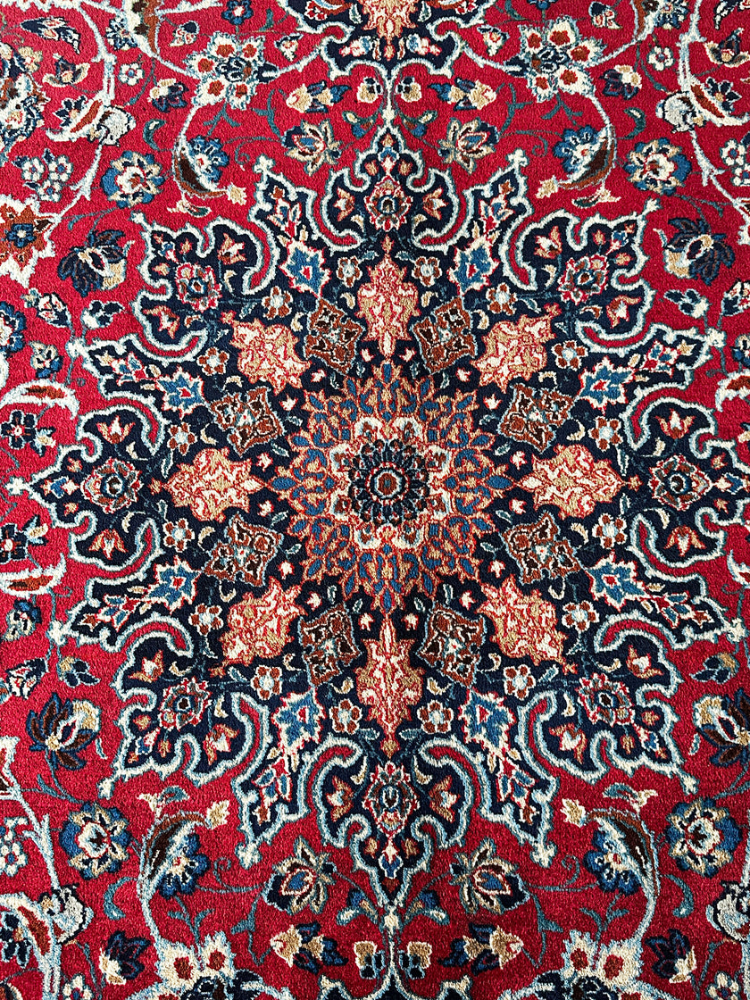 Moud Teppich ca. 300 × 200 cm – rot/hellblau & elegant