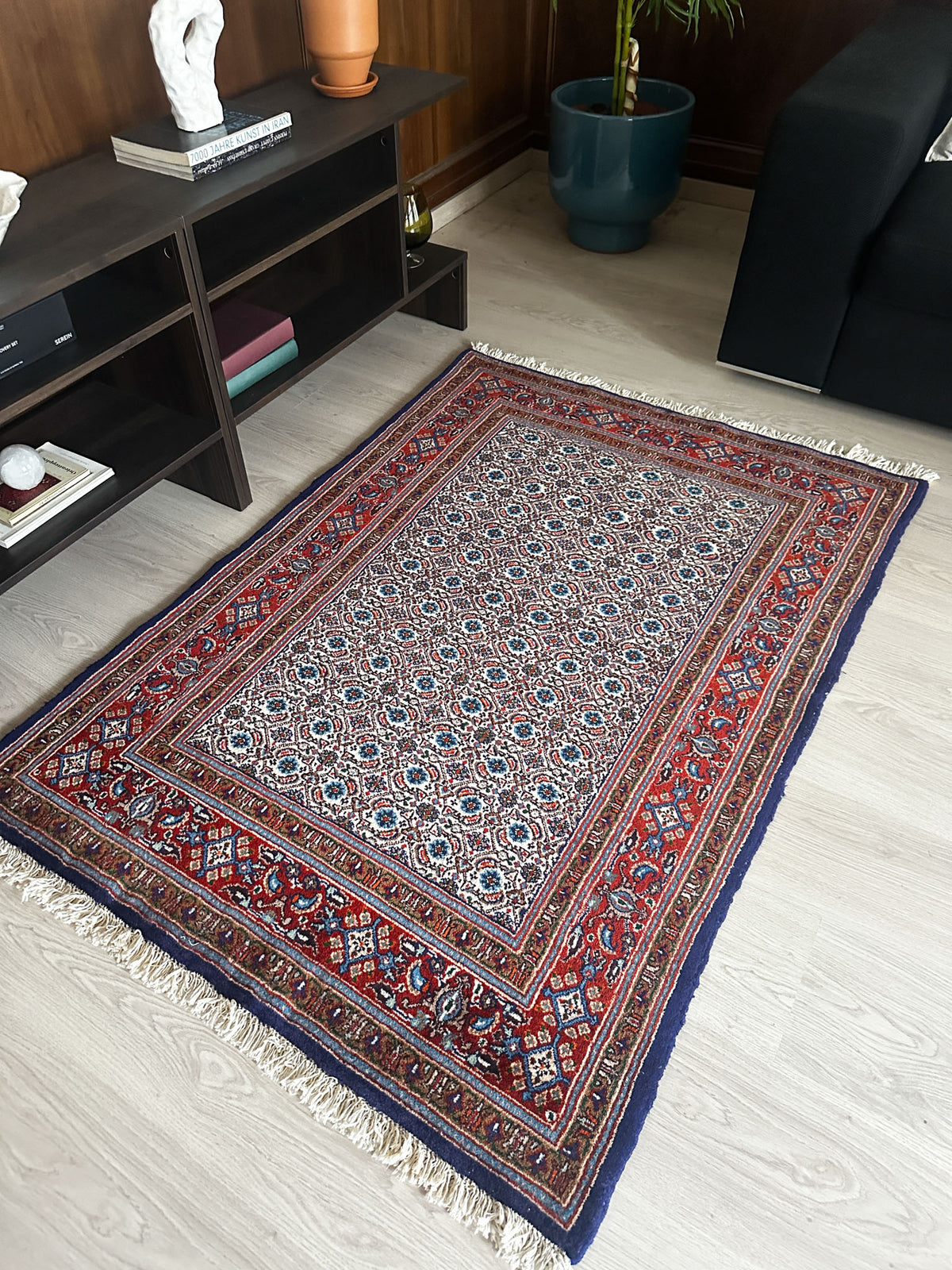 Moud Teppich ca. 154 × 104 cm – creme, rot & blau