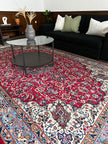 Moud Teppich ca. 300 × 200 cm – rot/hellblau & elegant