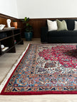 Moud Teppich ca. 300 × 200 cm – rot/hellblau & elegant
