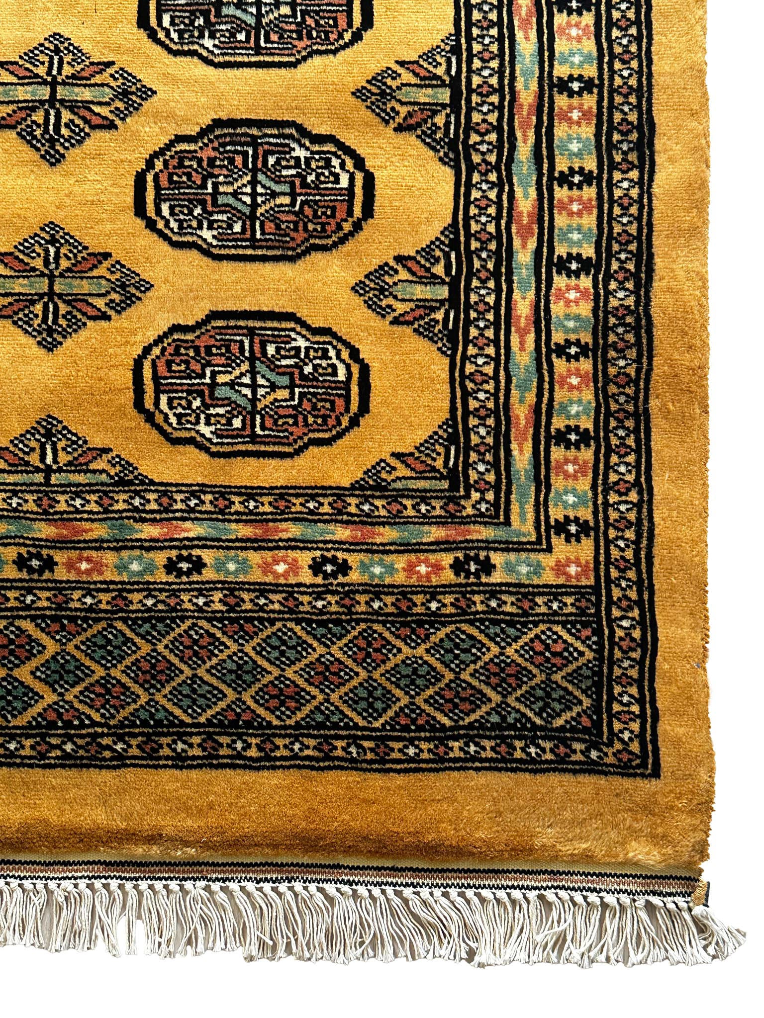 Mouri Teppich ca. 150 × 100 cm – honiggelb/dunkelbraun/hellgrün & klassisch