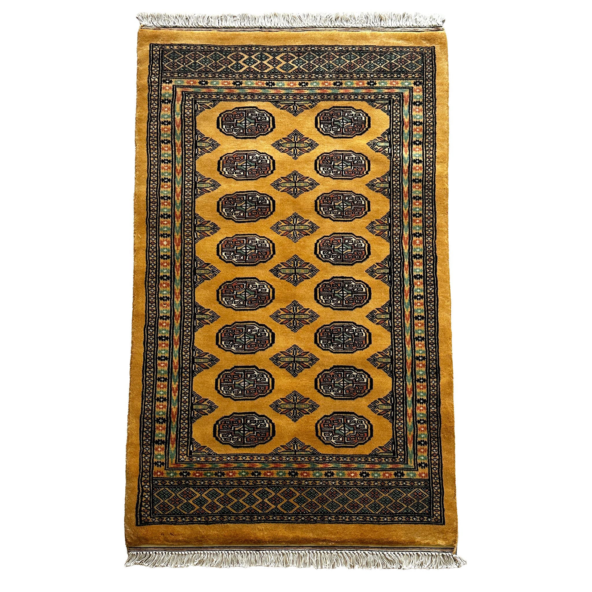 Mouri Teppich ca. 150 × 100 cm – honiggelb/dunkelbraun/hellgrün & klassisch