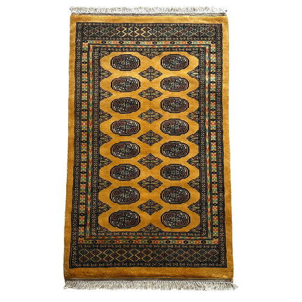 Mouri Teppich ca. 150 × 100 cm – honiggelb/dunkelbraun/hellgrün & klassisch