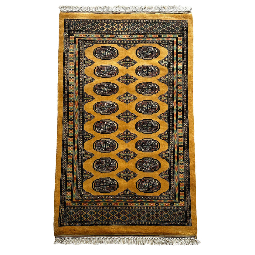 Mouri Teppich ca. 150 × 100 cm – honiggelb/dunkelbraun/hellgrün & klassisch