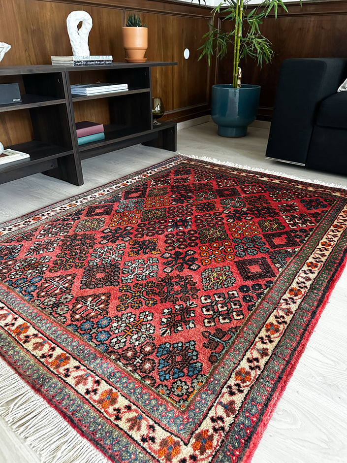 Mutschakar Teppich ca. 150 × 100 cm – rosa/grün & lebendig