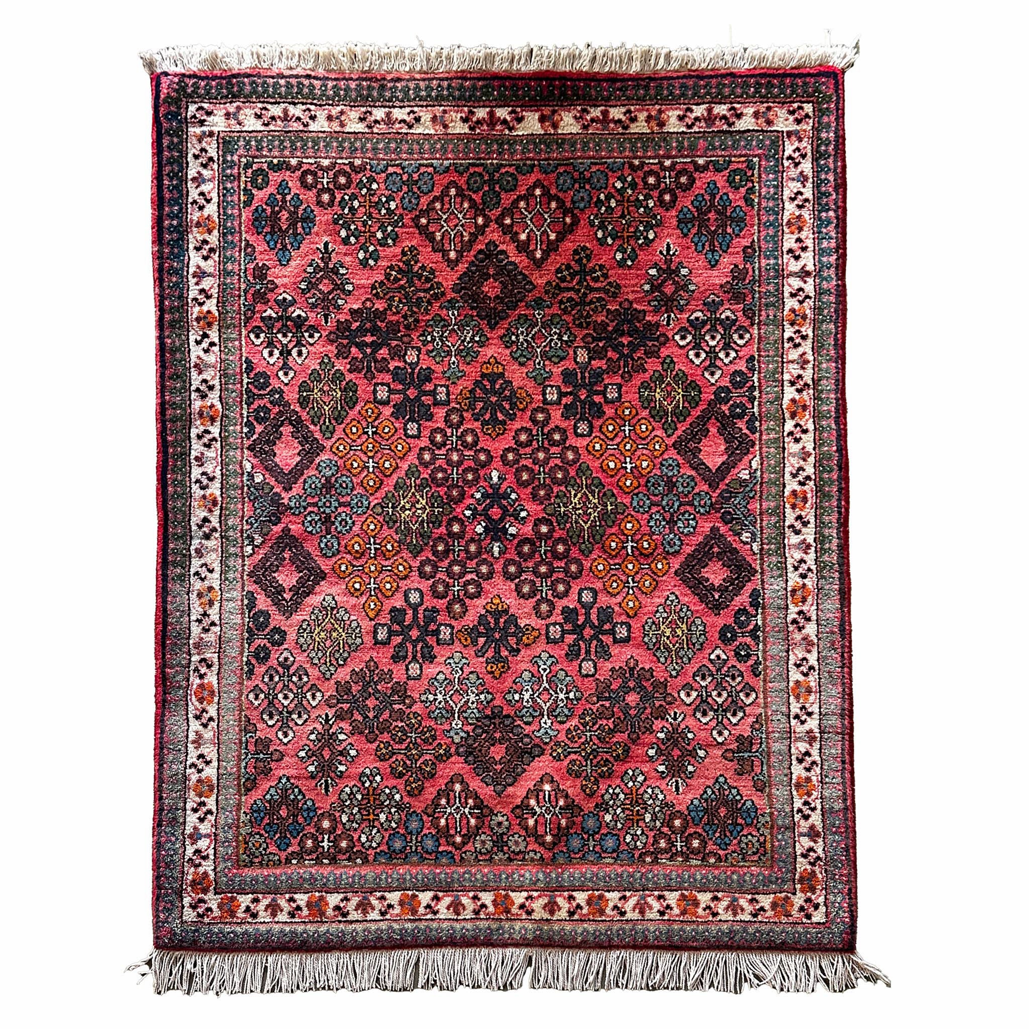 Mutschakar Teppich ca. 150 × 100 cm – rosa/grün & lebendig