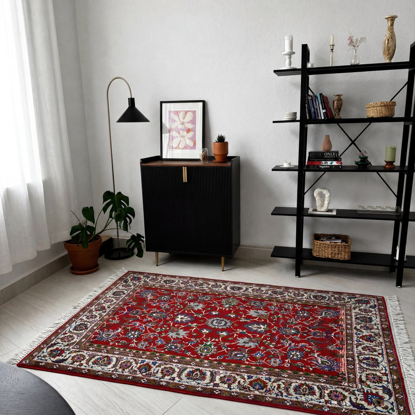 Nadjafabad Teppich ca. 200 × 150 cm – rot/blau & elegant