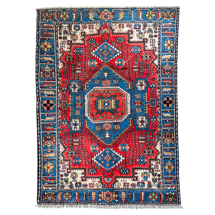 Nahawand Teppich ca. 200 × 150 cm – rot/blau & geometrisch