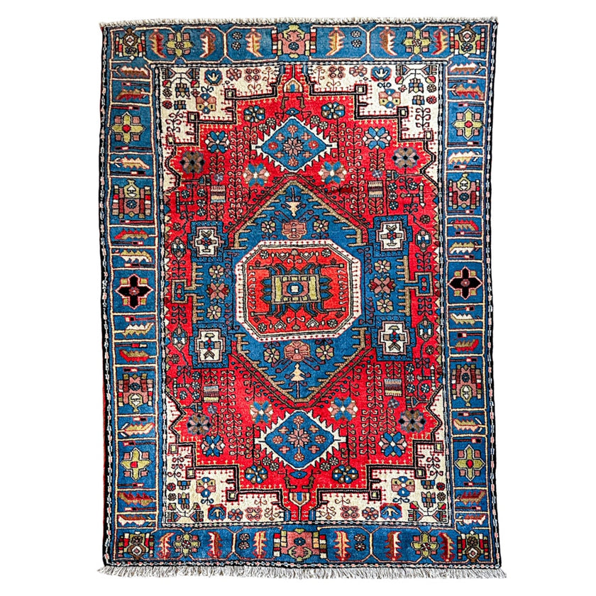 Nahawand Teppich ca. 200 × 150 cm – rot/blau & geometrisch