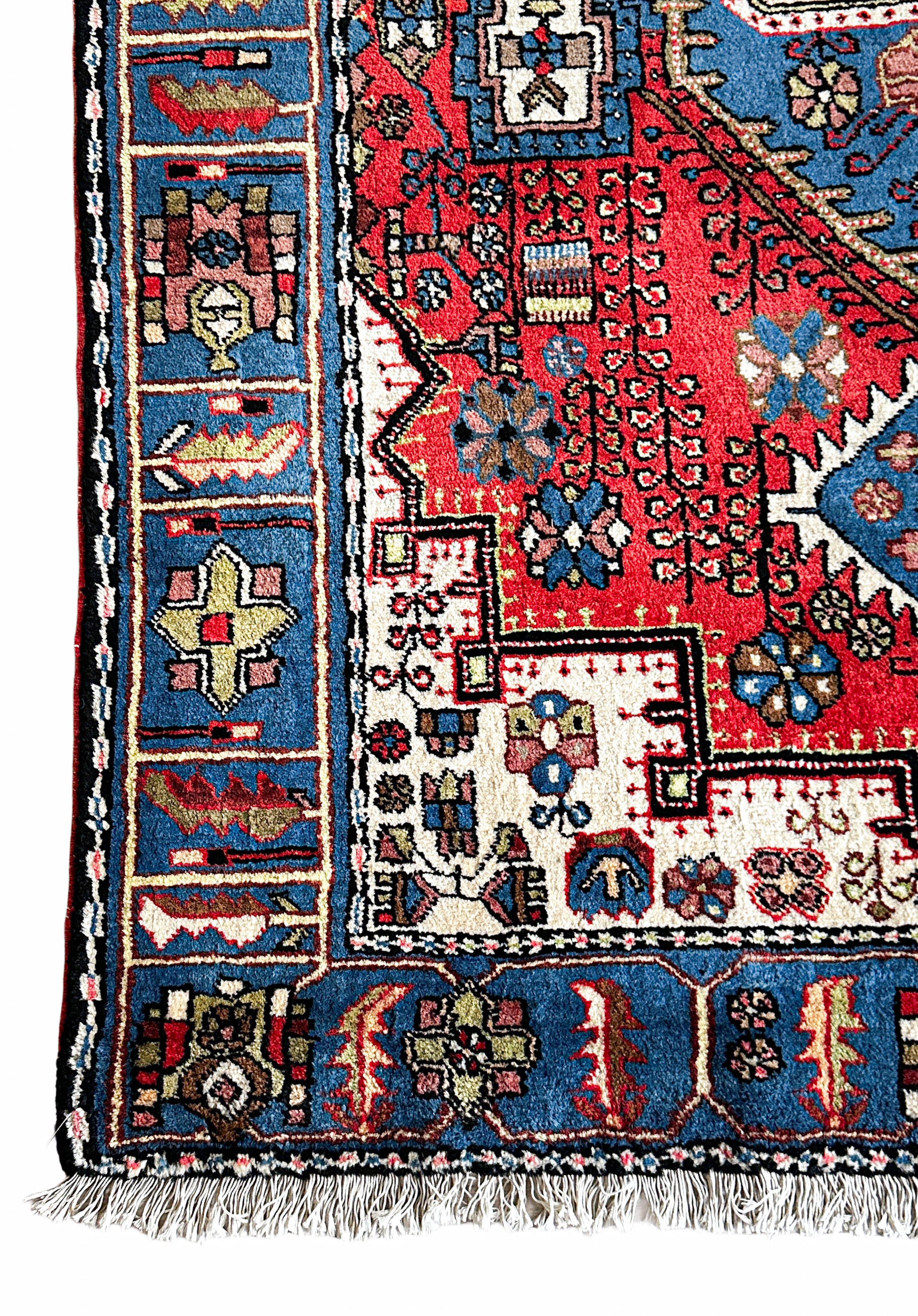Nahawand Teppich ca. 200 × 150 cm – rot/blau & geometrisch