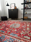 Nahawand Teppich ca. 300 × 200 cm – rot/blau & ausdrucksstark