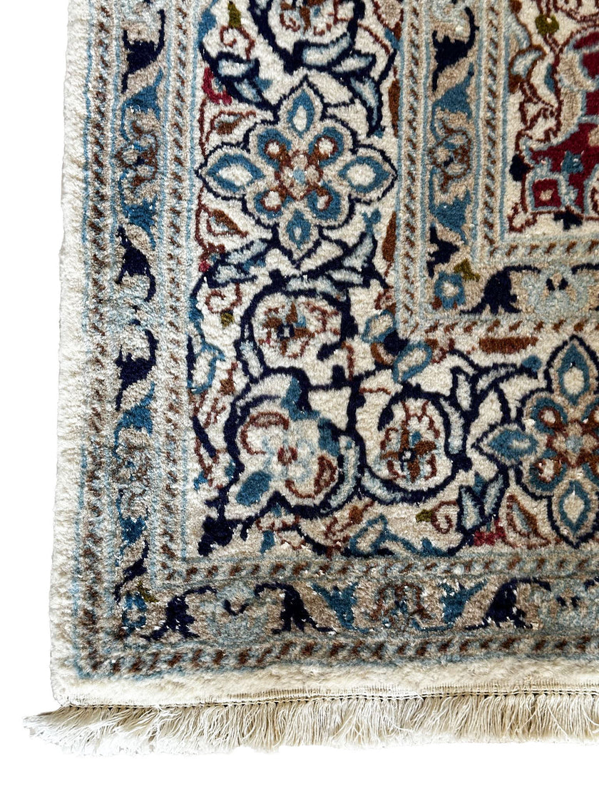 Nain Teppich ca. 200 × 200 cm – hellblau/beige & fein