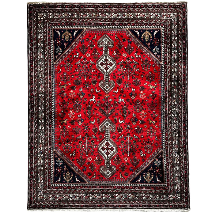 Nasrabad Teppich ca. 250 × 150 cm – rot & ausdrucksstark