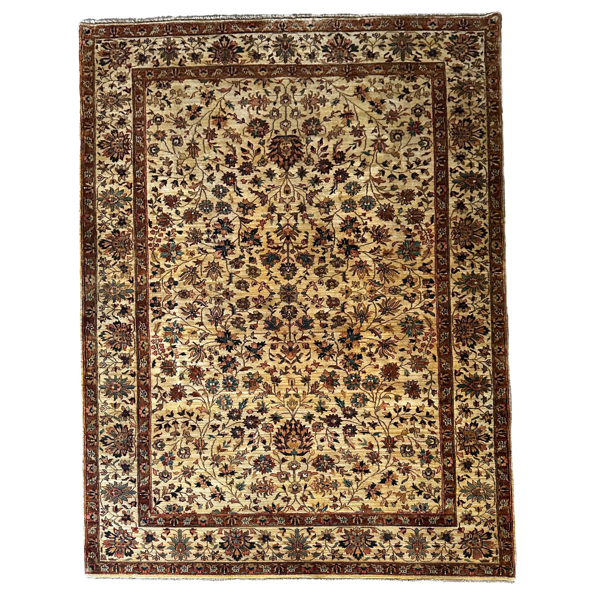 Samak Teppich ca. 300 × 250 cm – beige/braun/türkis & floral