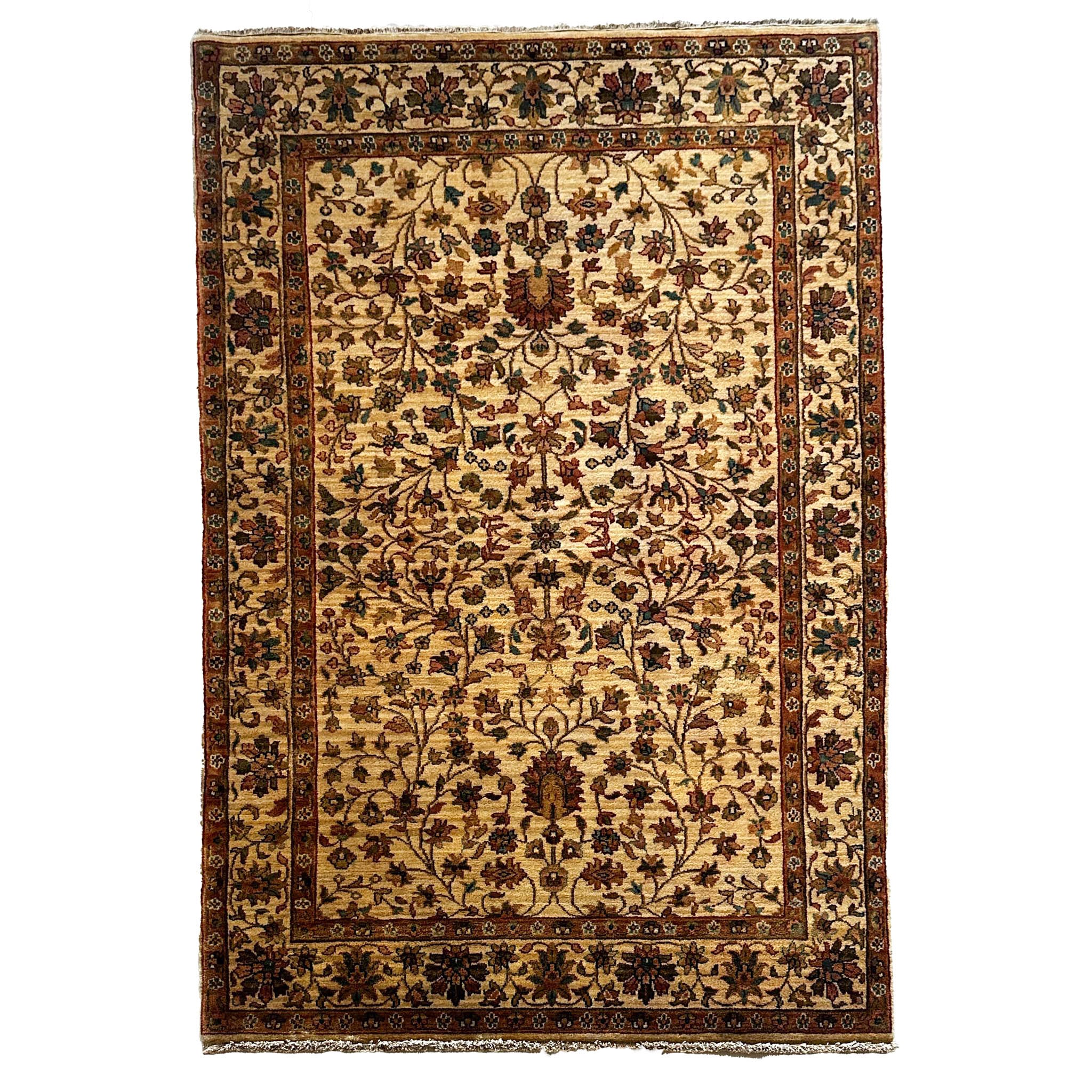 Samak Teppich ca. 200 × 150 cm – creme/beige & florales Muster