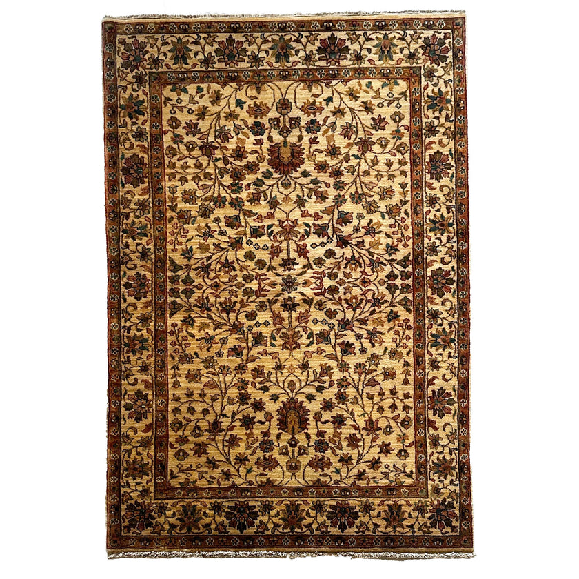 Samak Teppich ca. 200 × 150 cm – creme/beige & florales Muster