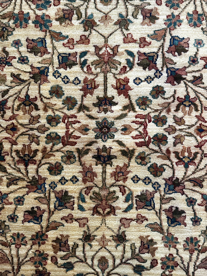 Samak Teppich ca. 200 × 150 cm – creme/beige & florales Muster