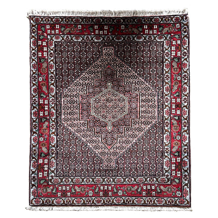 Sanandaj Teppich ca. 150 × 100 cm – dunkelbraun/rot & detailreich