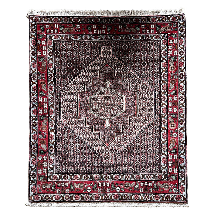 Sanandaj Teppich ca. 150 × 100 cm – dunkelbraun/rot & detailreich