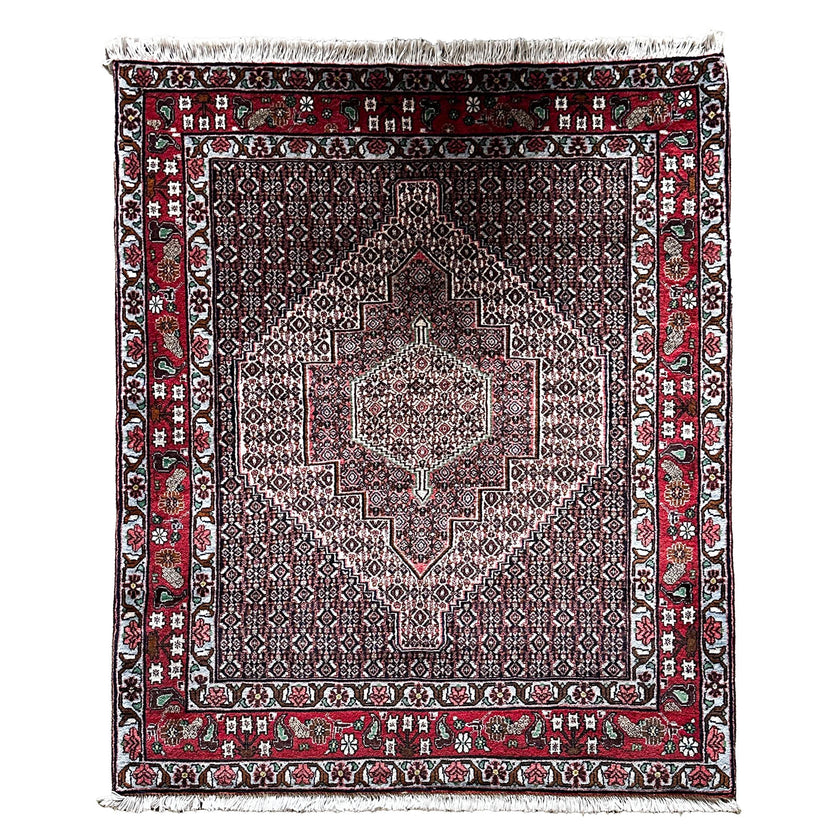 Sanandaj Teppich ca. 150 × 100 cm – dunkelbraun/rot & detailreich