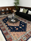 Sarough Teppich ca. 200 × 300 cm – dunkelblau/beige/rot & klassisch