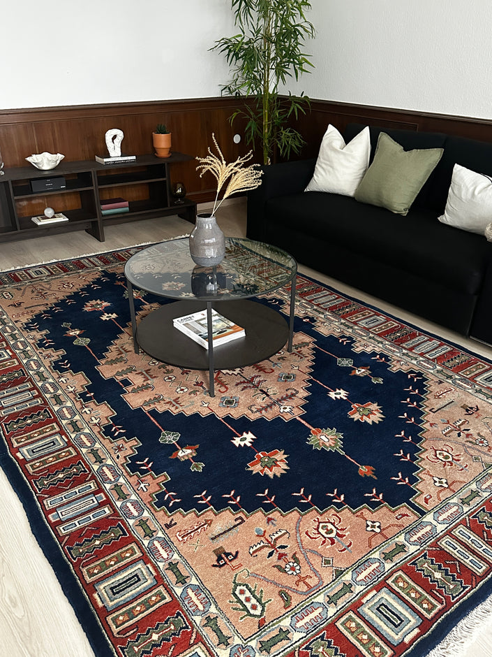 Sarough Teppich ca. 200 × 300 cm – dunkelblau/beige/rot & klassisch