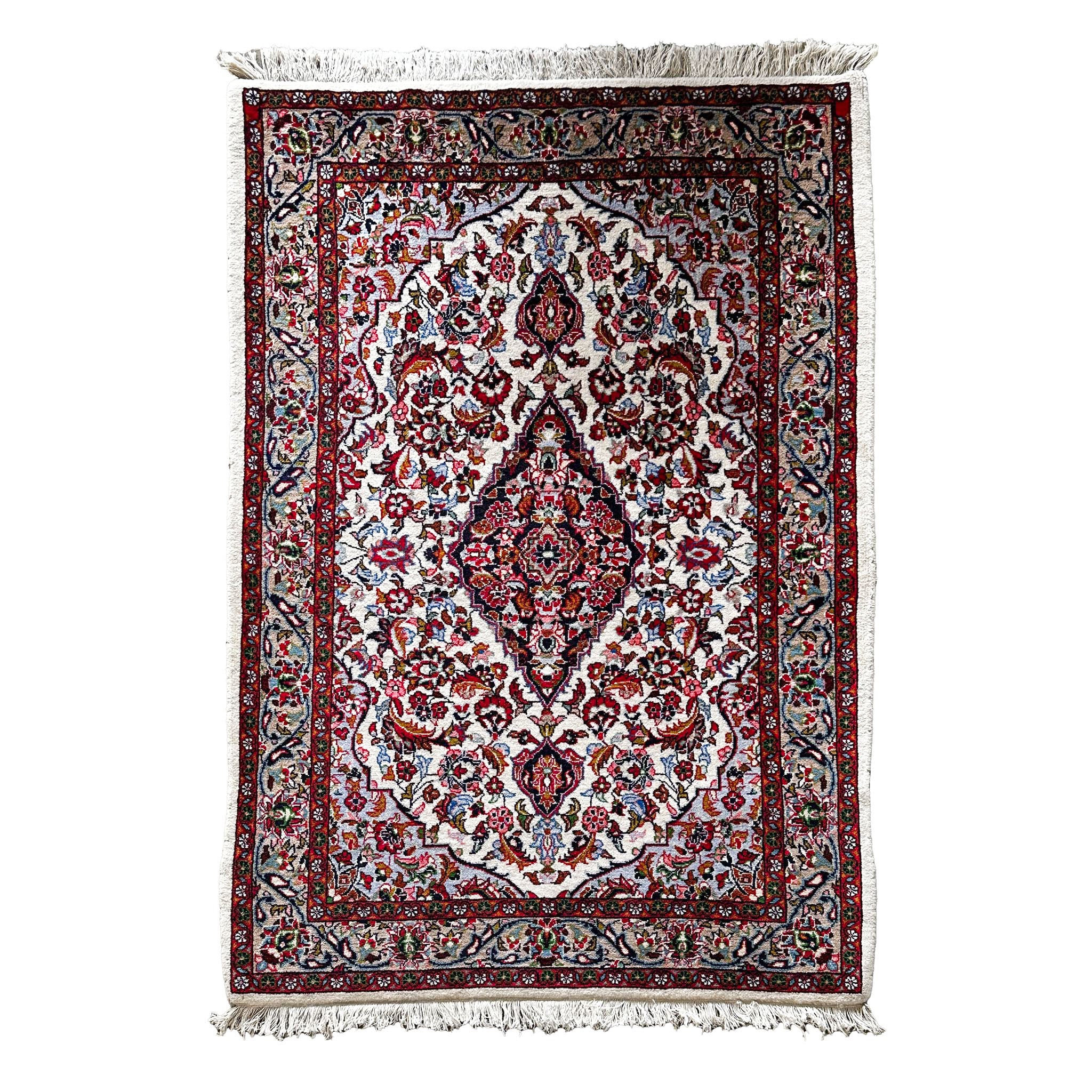 Sarough Teppich ca. 150 × 100 cm – creme/rot/blau & elegant
