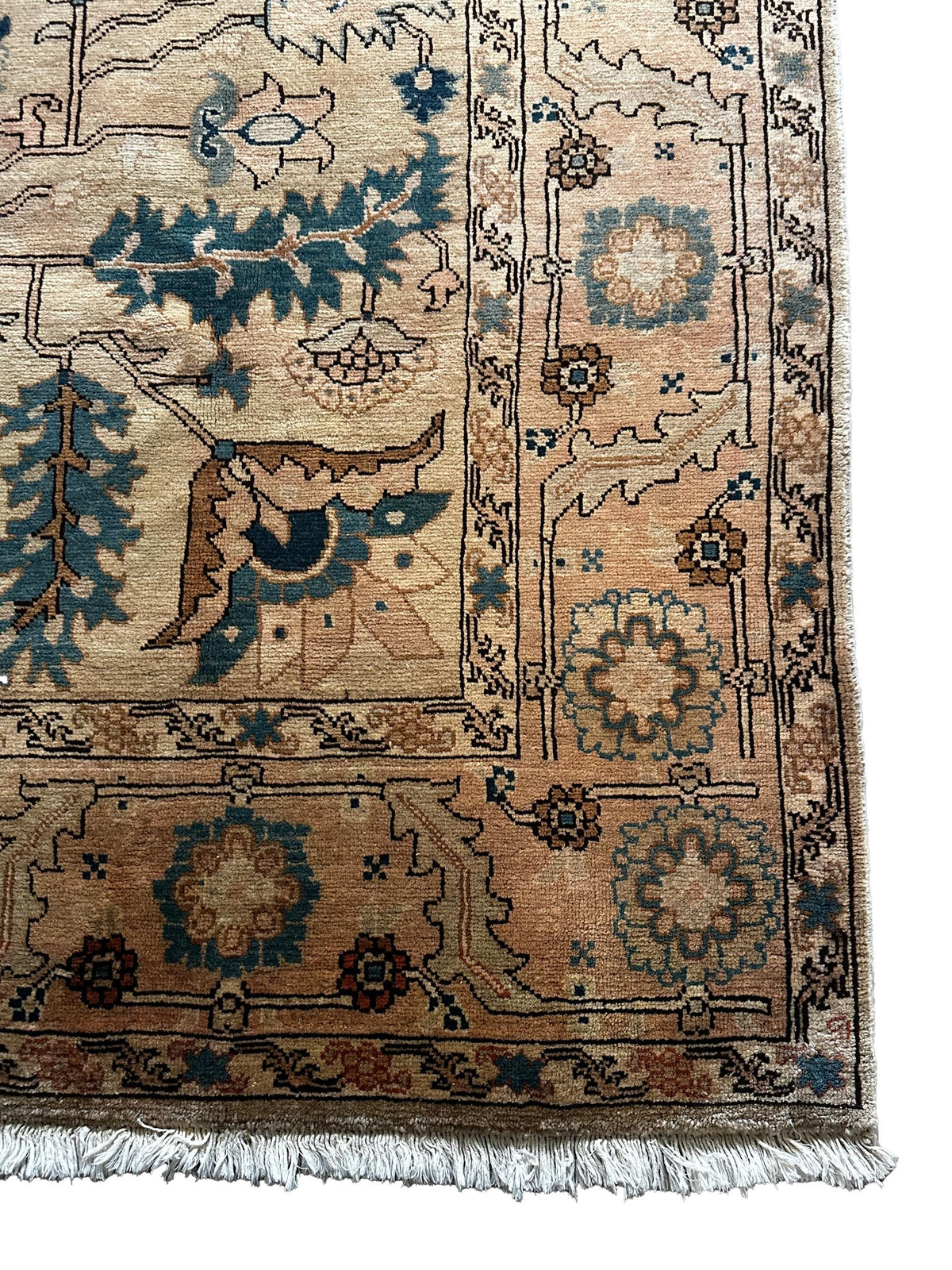 Sarough Teppich ca. 150 × 100 cm – gold/beige/petroleum & floral