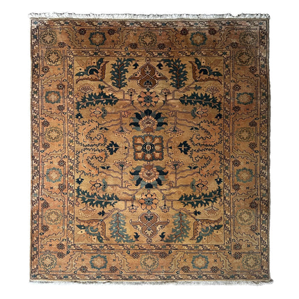 Sarough Teppich ca. 200 × 300 cm – gold/beige/petroleum & floral