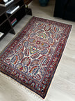 Sarough Teppich ca. 150 × 100 cm – creme/rot/blau & elegant